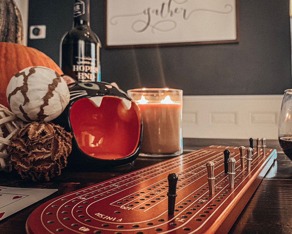 Halloween Theme Red Cribbage Board 